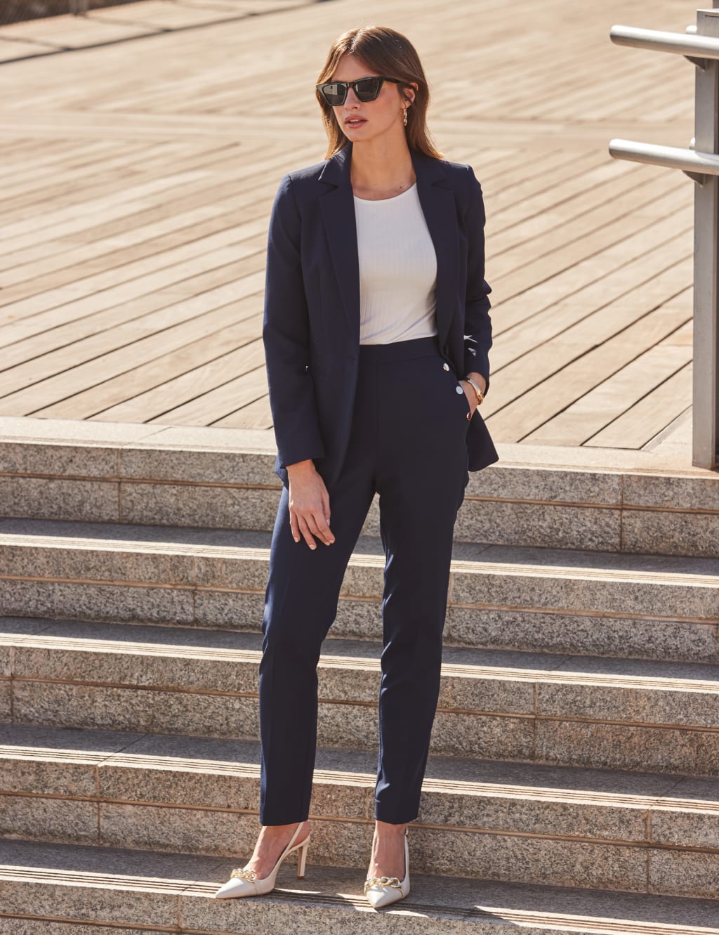 Side Button Slim Fit Tapered Trousers 4 of 5