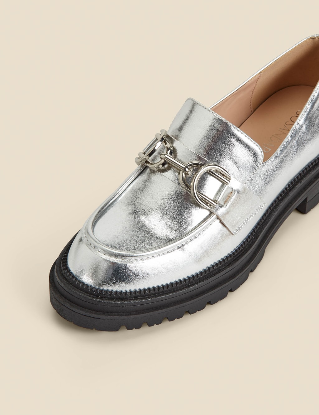 Metallic Chunky Slip On Platform Loafers SOSANDAR M S