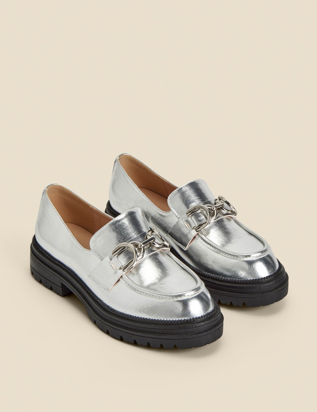 Metallic Chunky Slip On Platform Loafers 2 of 4
