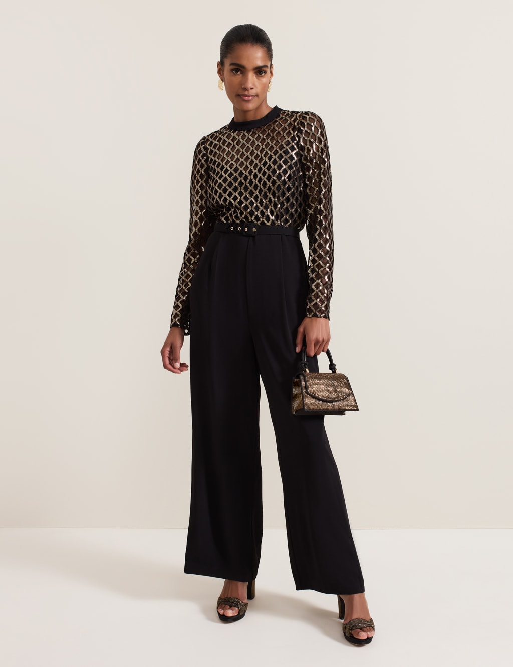 Embellished Wide Leg Jumpsuit Phase Eight M S