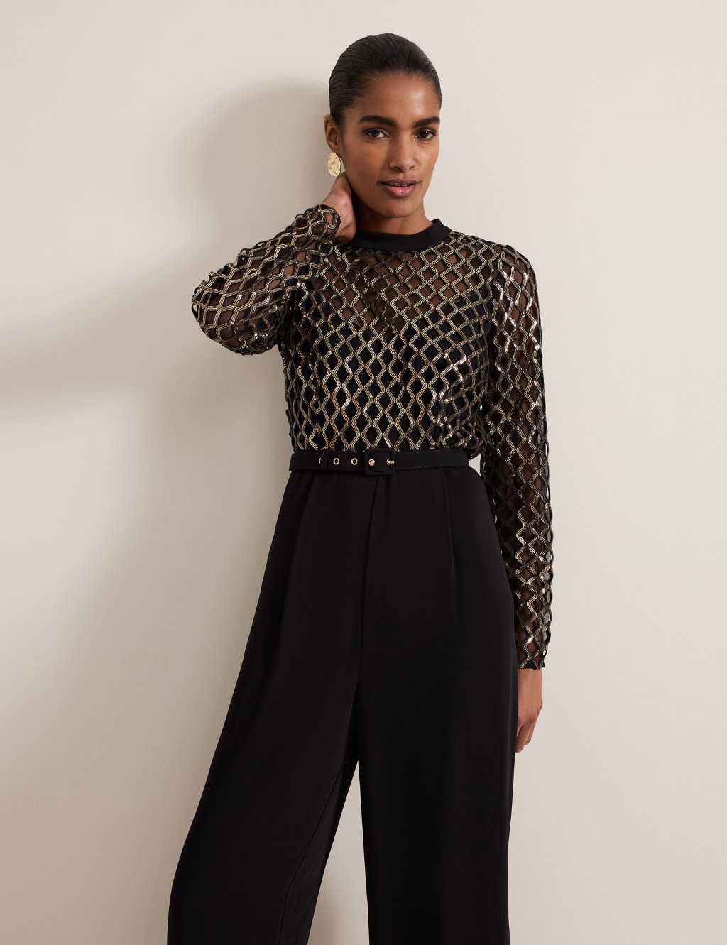 Embellished Wide Leg Jumpsuit Phase Eight M S