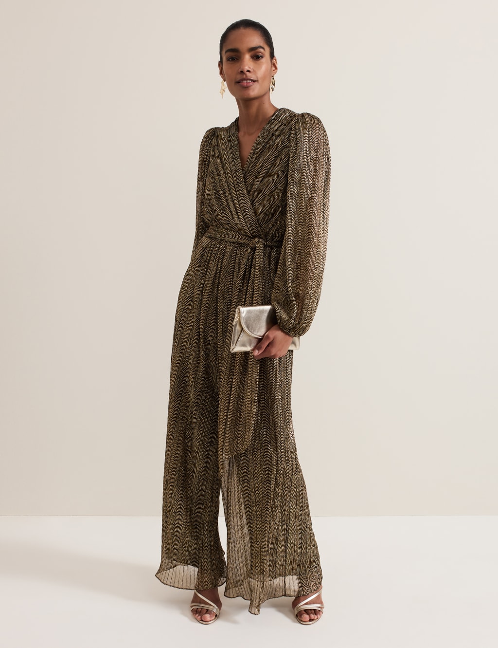 Sparkly Tie Detail Wide Leg Jumpsuit | Phase Eight | M&S Sparkly Tie Detail Wide Leg Jumpsuit | Phase Eight | M&S