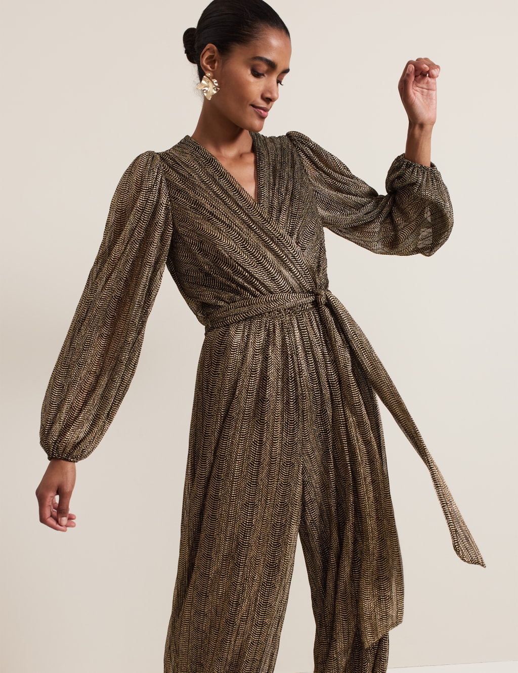 Sparkly Tie Detail Wide Leg Jumpsuit 3 of 8
