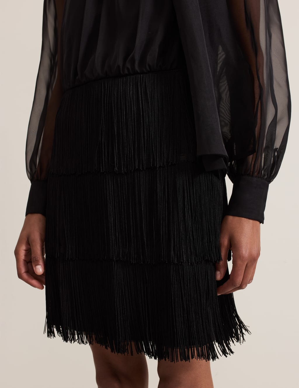 Sheer Tie Neck Mini Shift Dress | Phase Eight | M&S