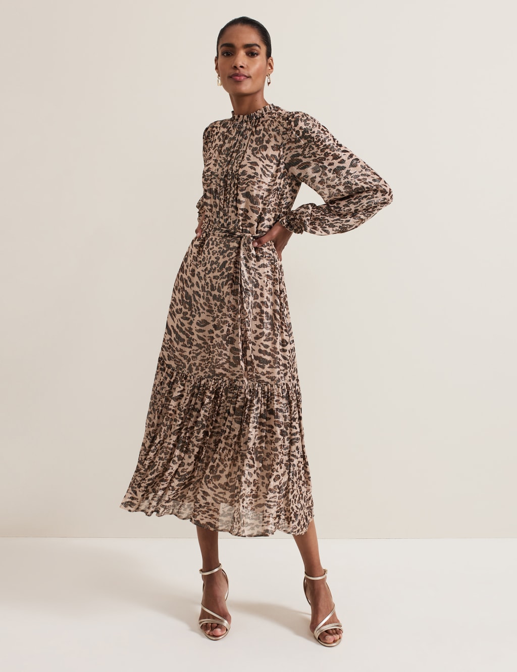 Animal Print Shimmer Midi Skater Dress