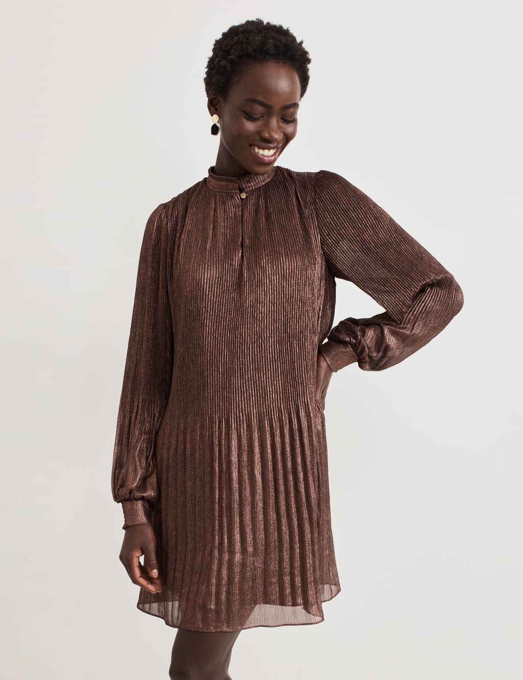 Metallic Mini Swing Dress