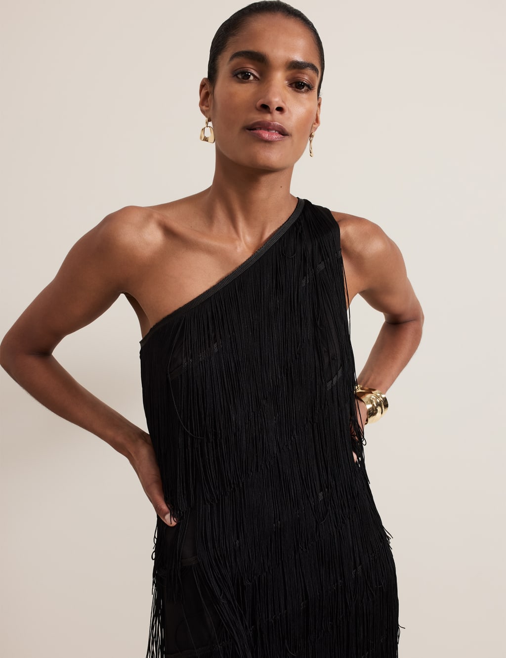 Fringed One Shoulder Maxi Column Dress Phase Eight M S