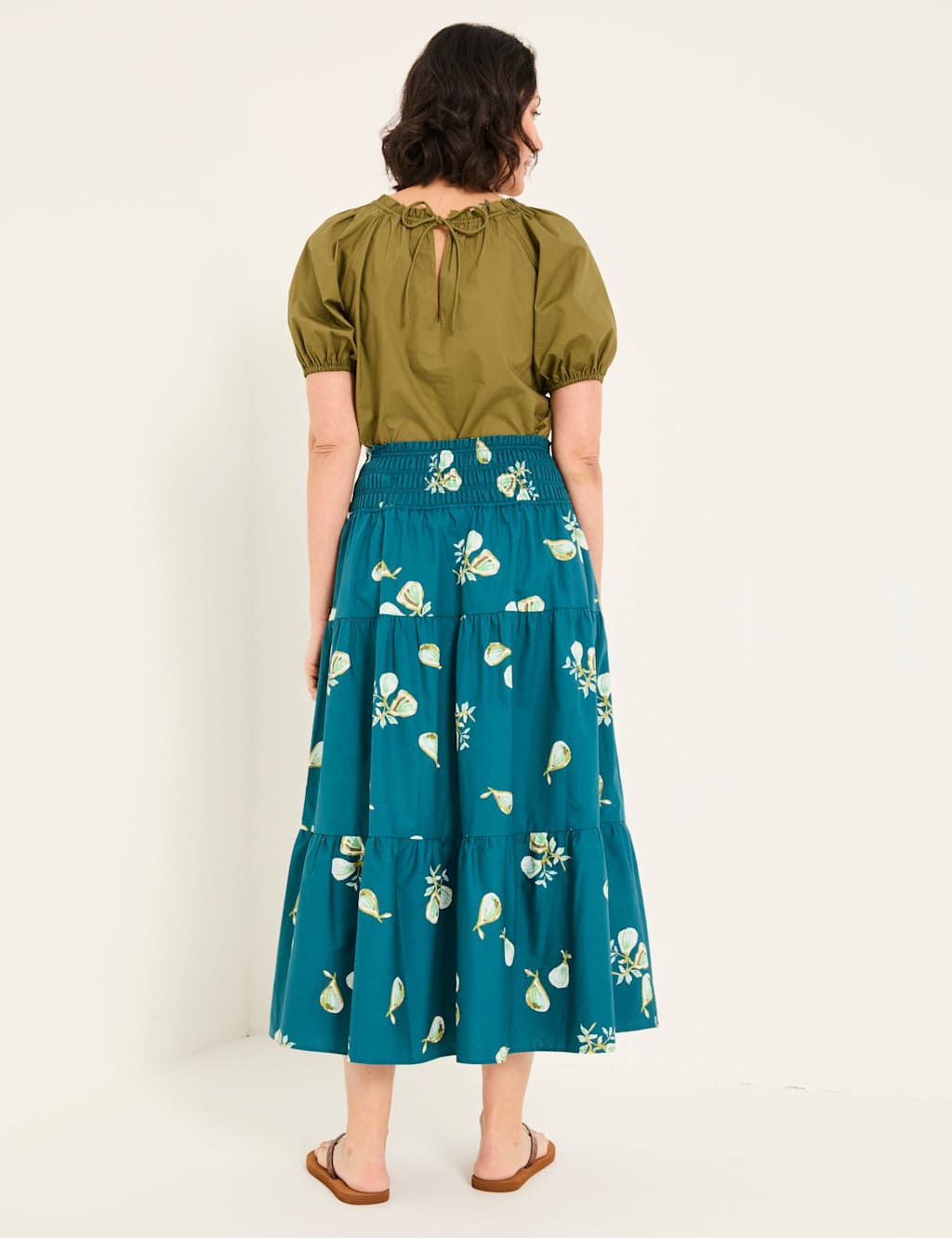 Pure Cotton Printed Midi Tiered Skirt 3 of 6