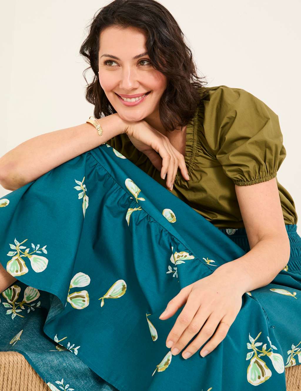 Pure Cotton Printed Midi Tiered Skirt 4 of 6