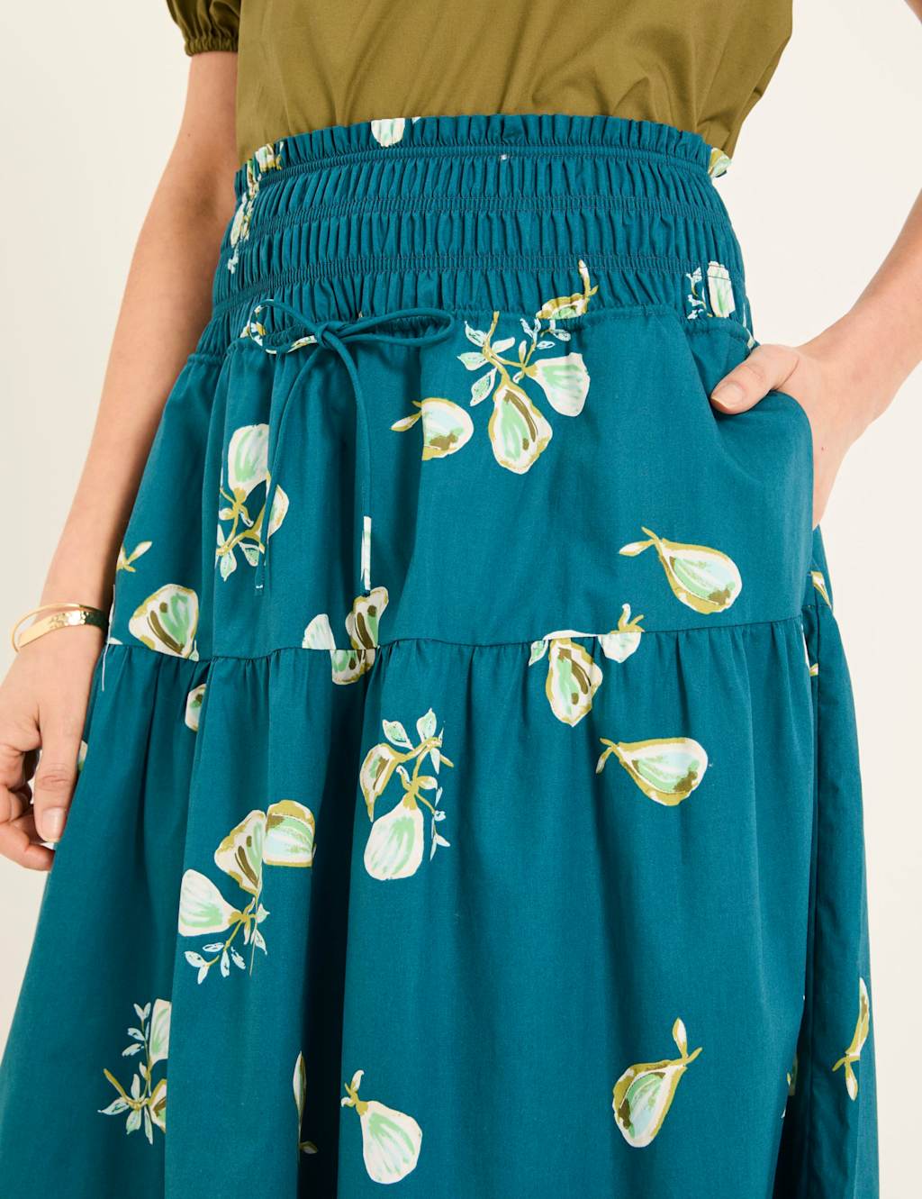 Pure Cotton Printed Midi Tiered Skirt 5 of 6
