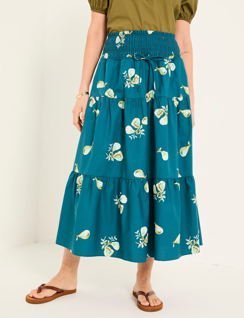 Pure Cotton Printed Midi Tiered Skirt 6 of 6