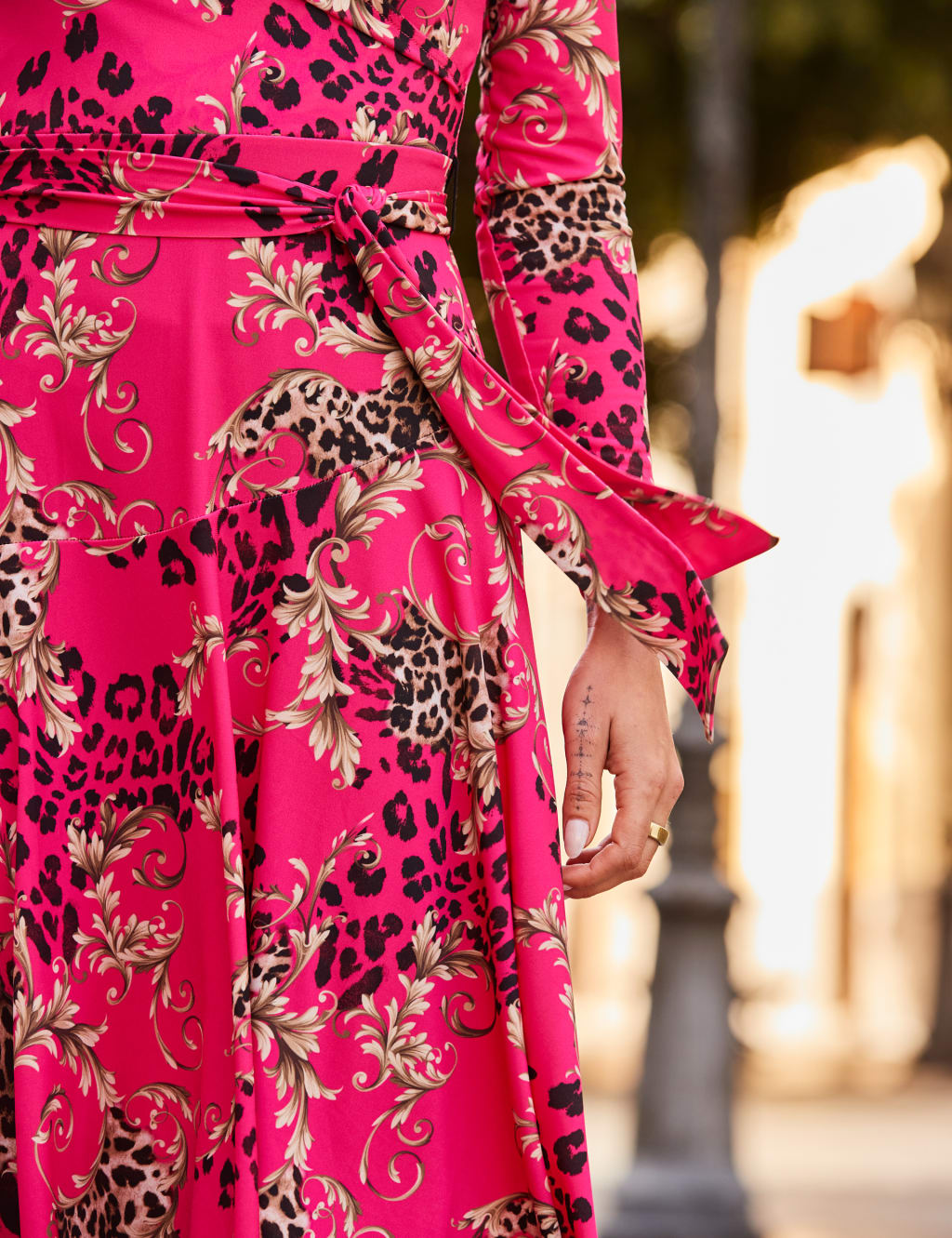 Midi faux wrap dress outlet