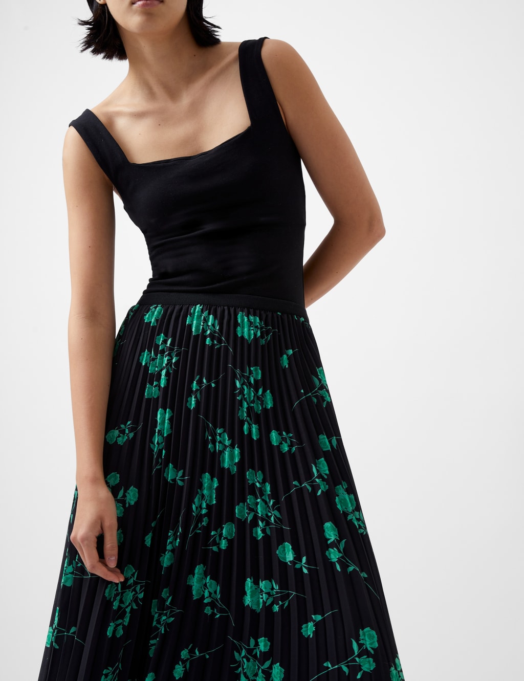 Floral Print Pleated Midi Skirt French Connection M S