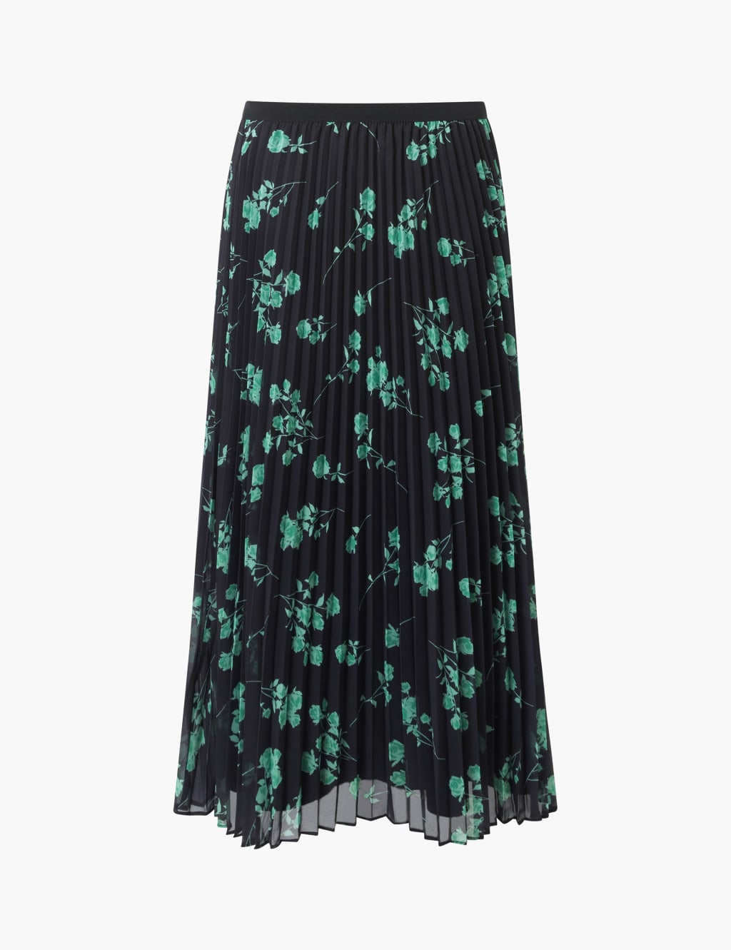 Floral Print Pleated Midi Skirt