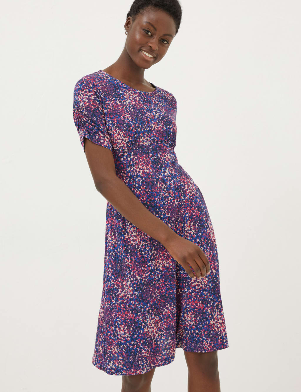 Jersey Printed Knee Length Waisted Dress FatFace M S