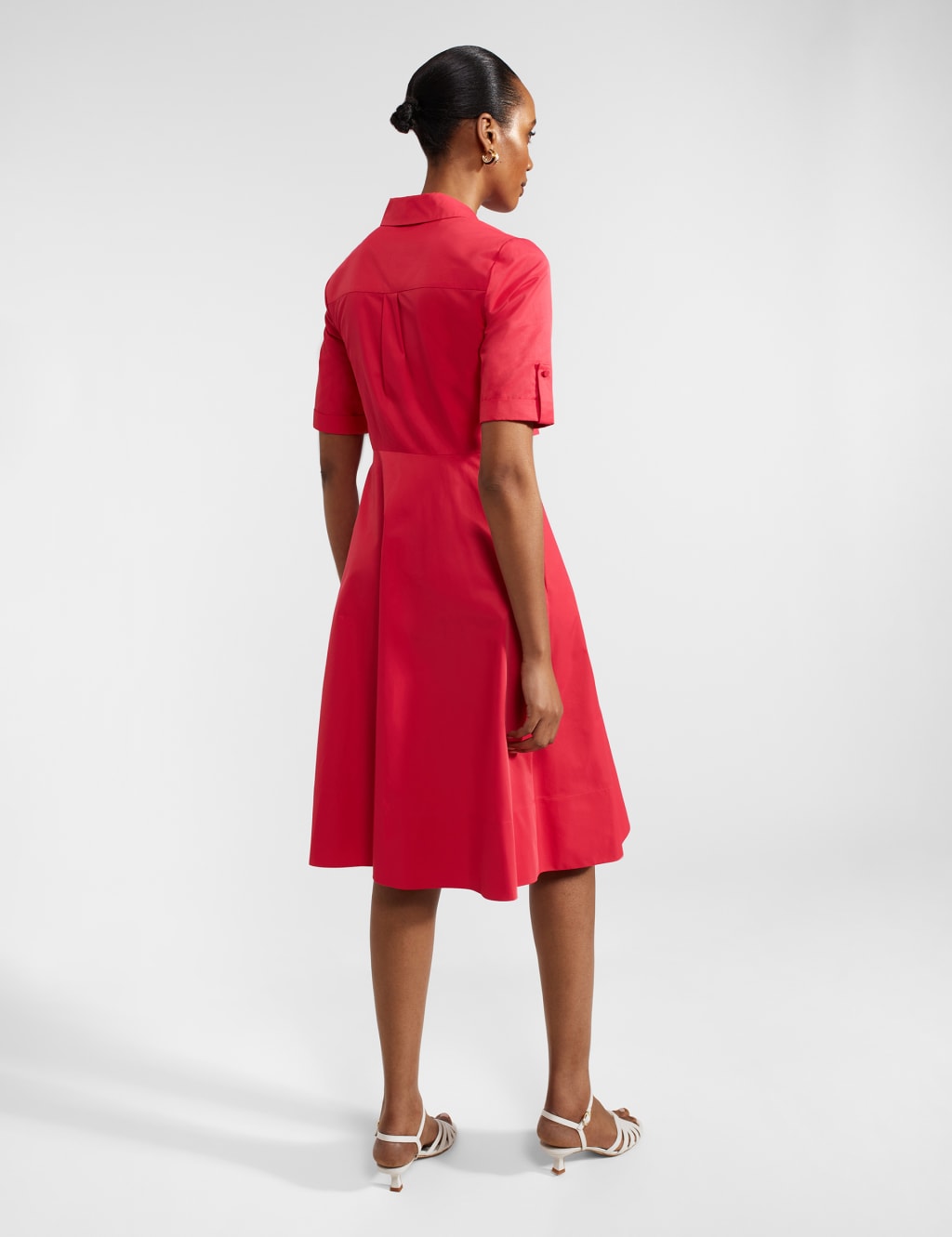 Cotton Blend Belted Midi Shirt Dress 4 of 7