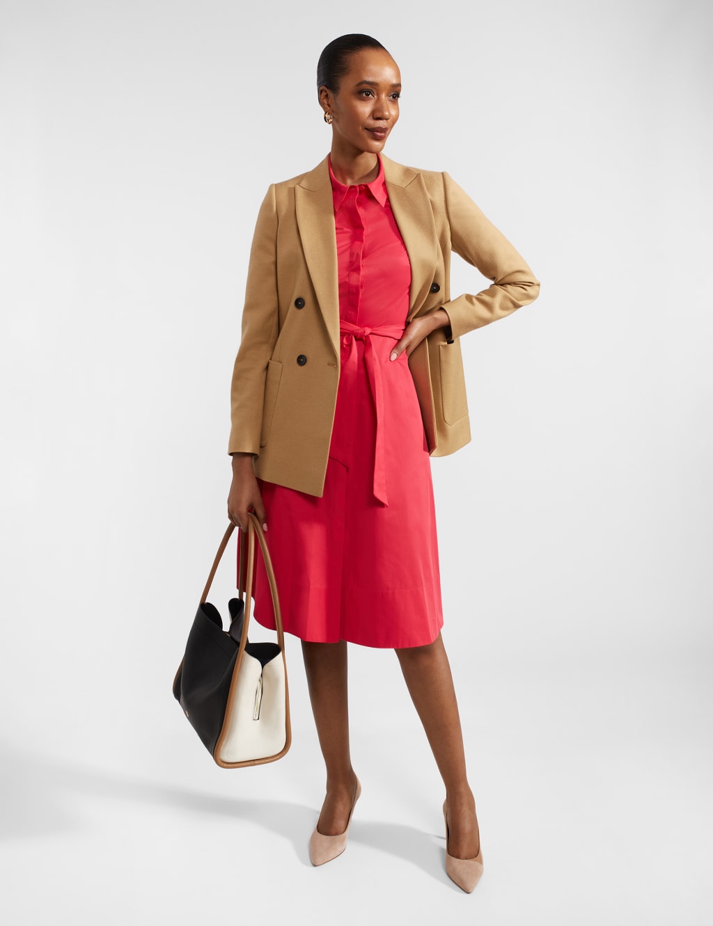 Cotton Blend Belted Midi Shirt Dress 7 of 7