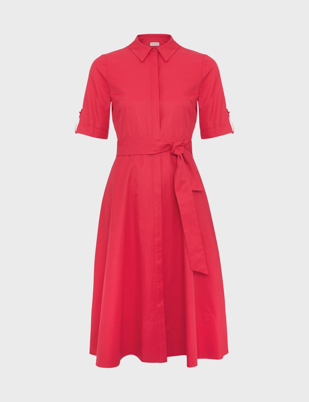 Cotton Blend Belted Midi Shirt Dress 2 of 7