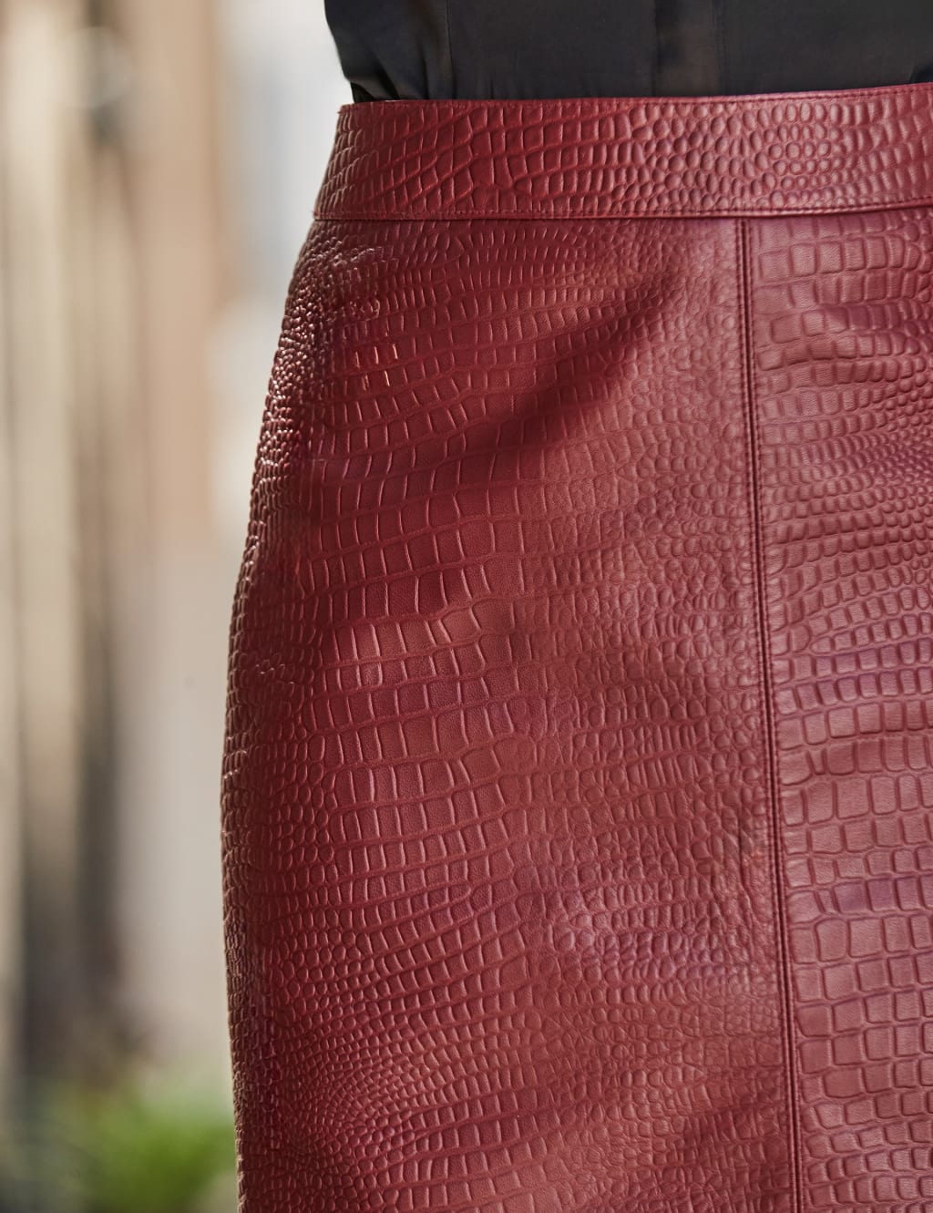 Sosandar burgundy leather skirt 2025