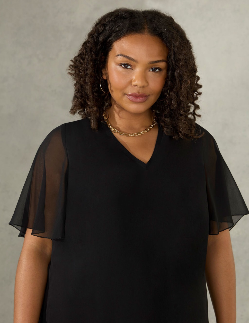 V-Neck Relaxed Angel Sleeve Top 3 of 4