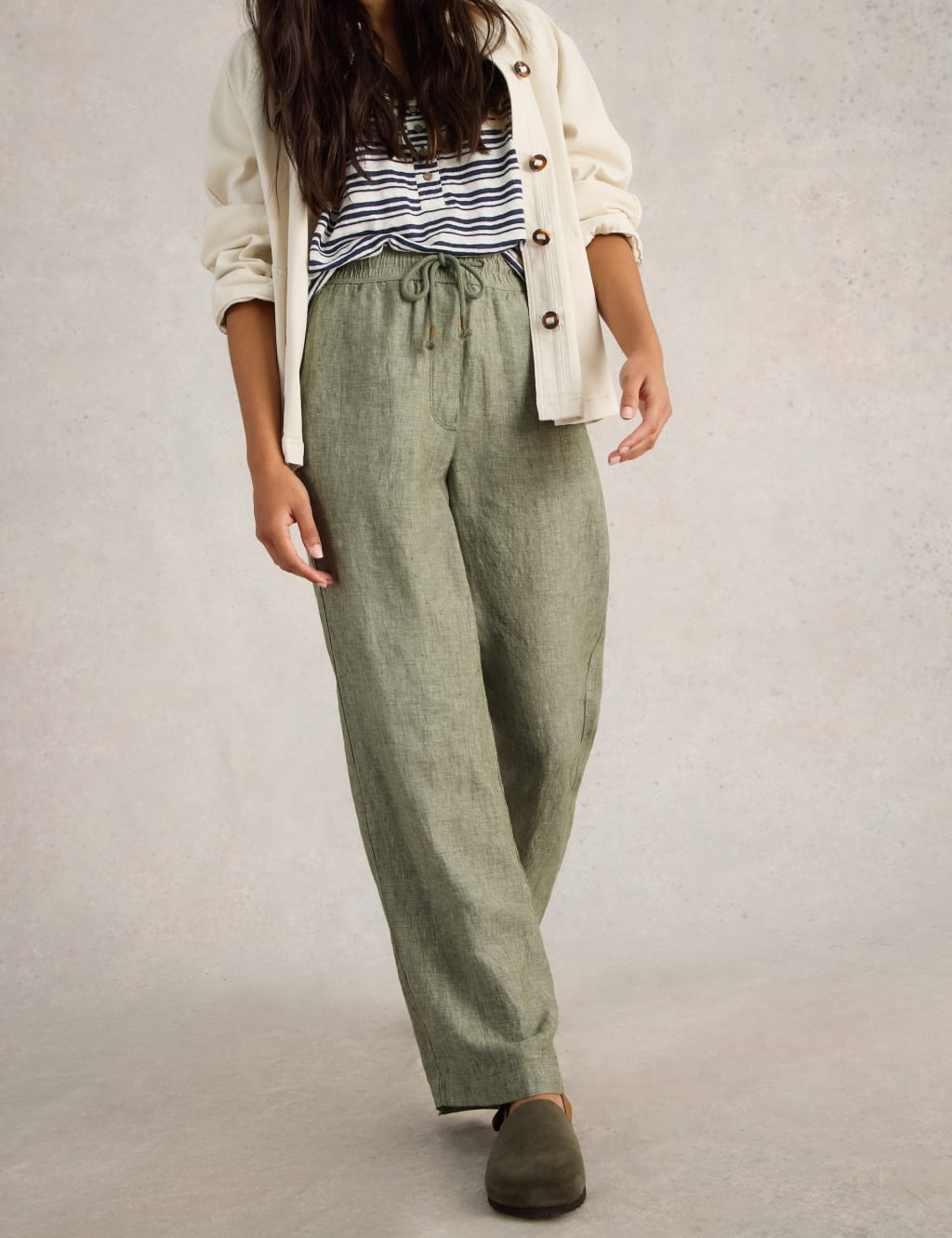 Pure Linen Wide Leg Trousers 3 of 6