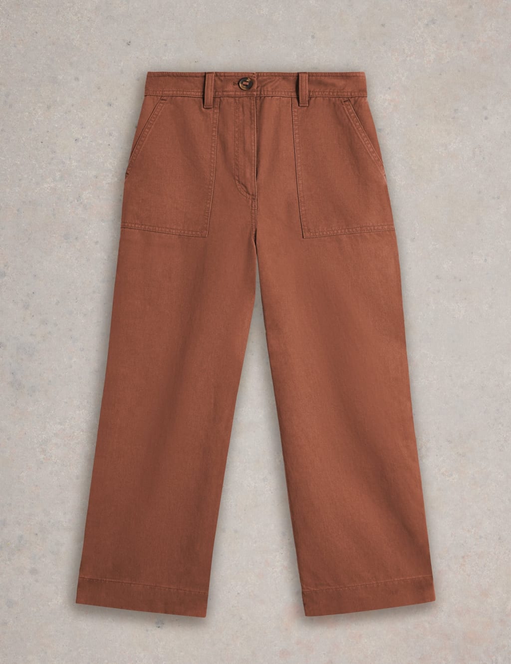 Cotton Blend Wide Leg Cropped Trousers 2 of 6