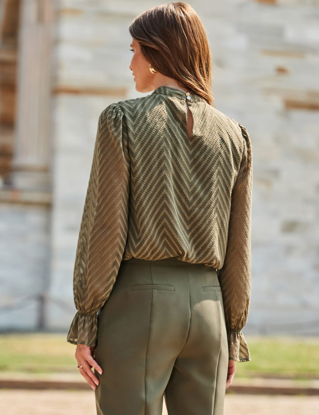 Chevron Print Satin Blouse 3 of 5