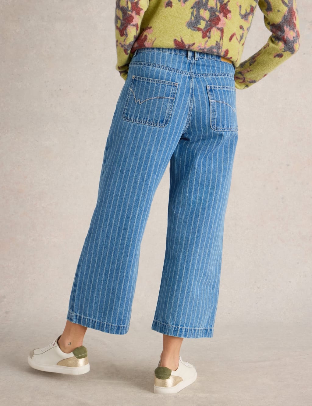 Striped Wide Leg Cropped Jeans 4 of 6