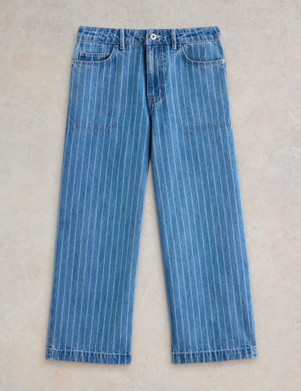 Striped Wide Leg Cropped Jeans 2 of 6