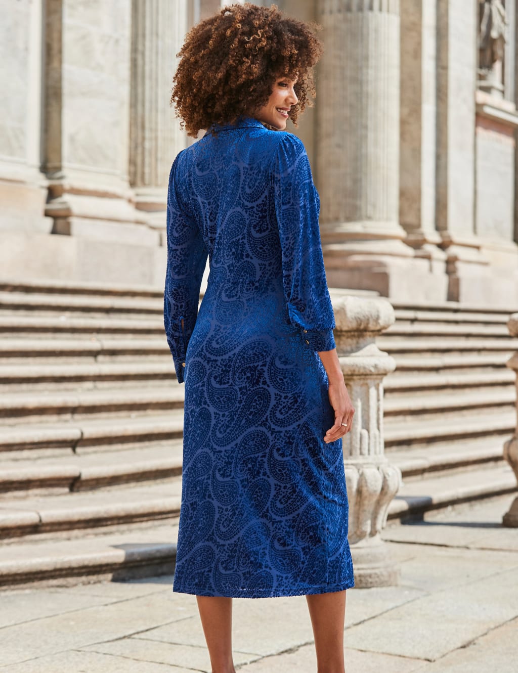 Paisley Velvet Detail Shirt Dress