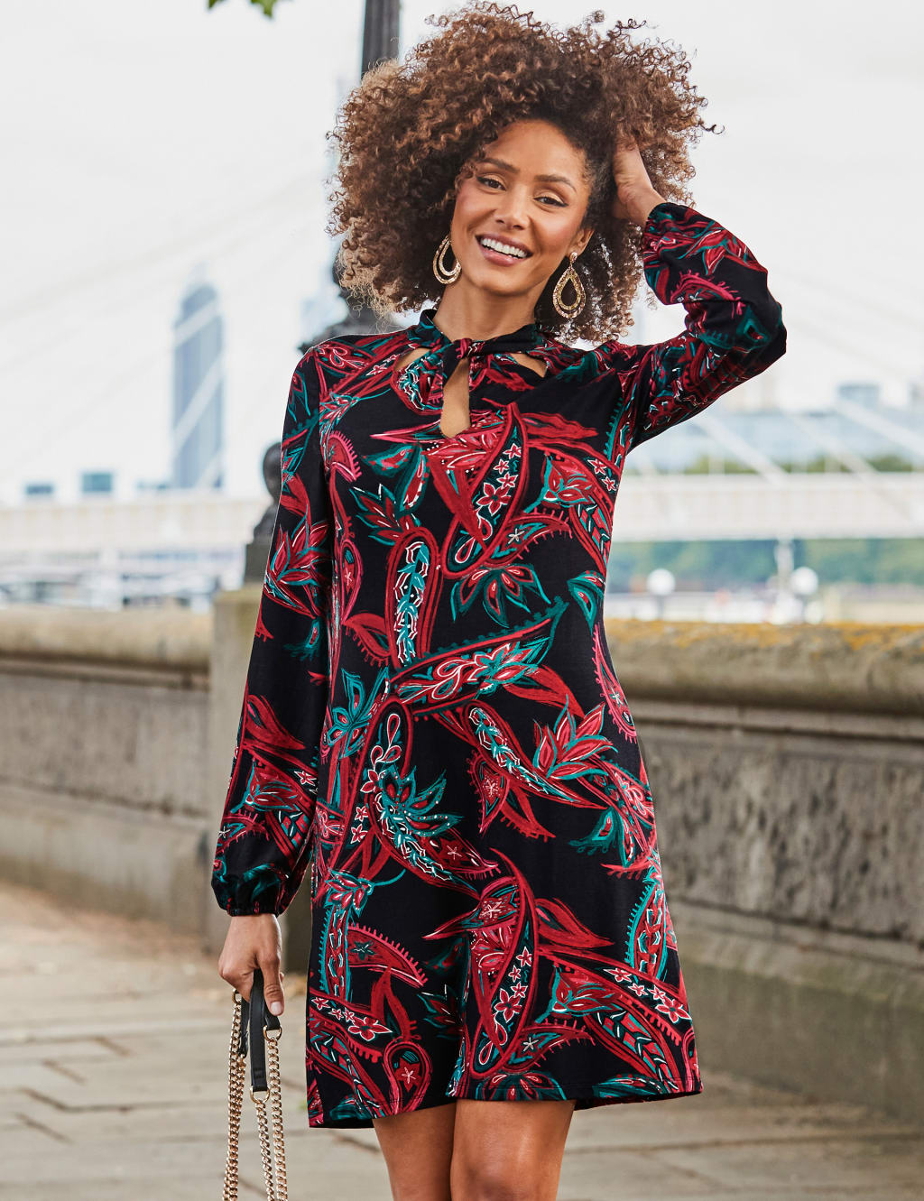 Paisley Print Cut Out Detail Shift Dress 3 of 6