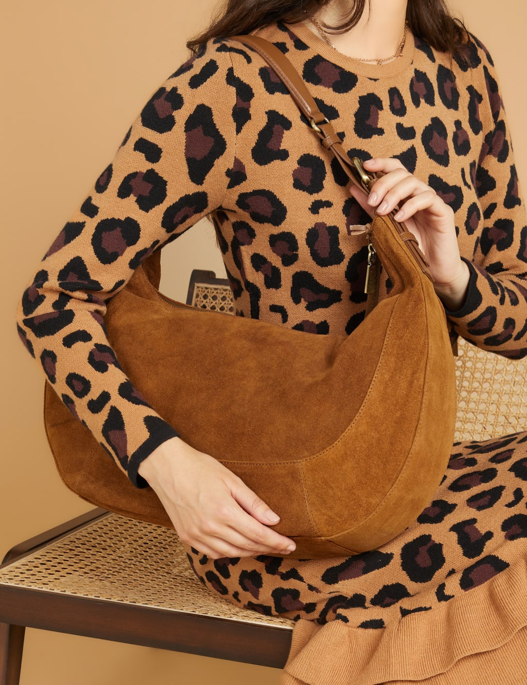 Tan suede tote bag 2025