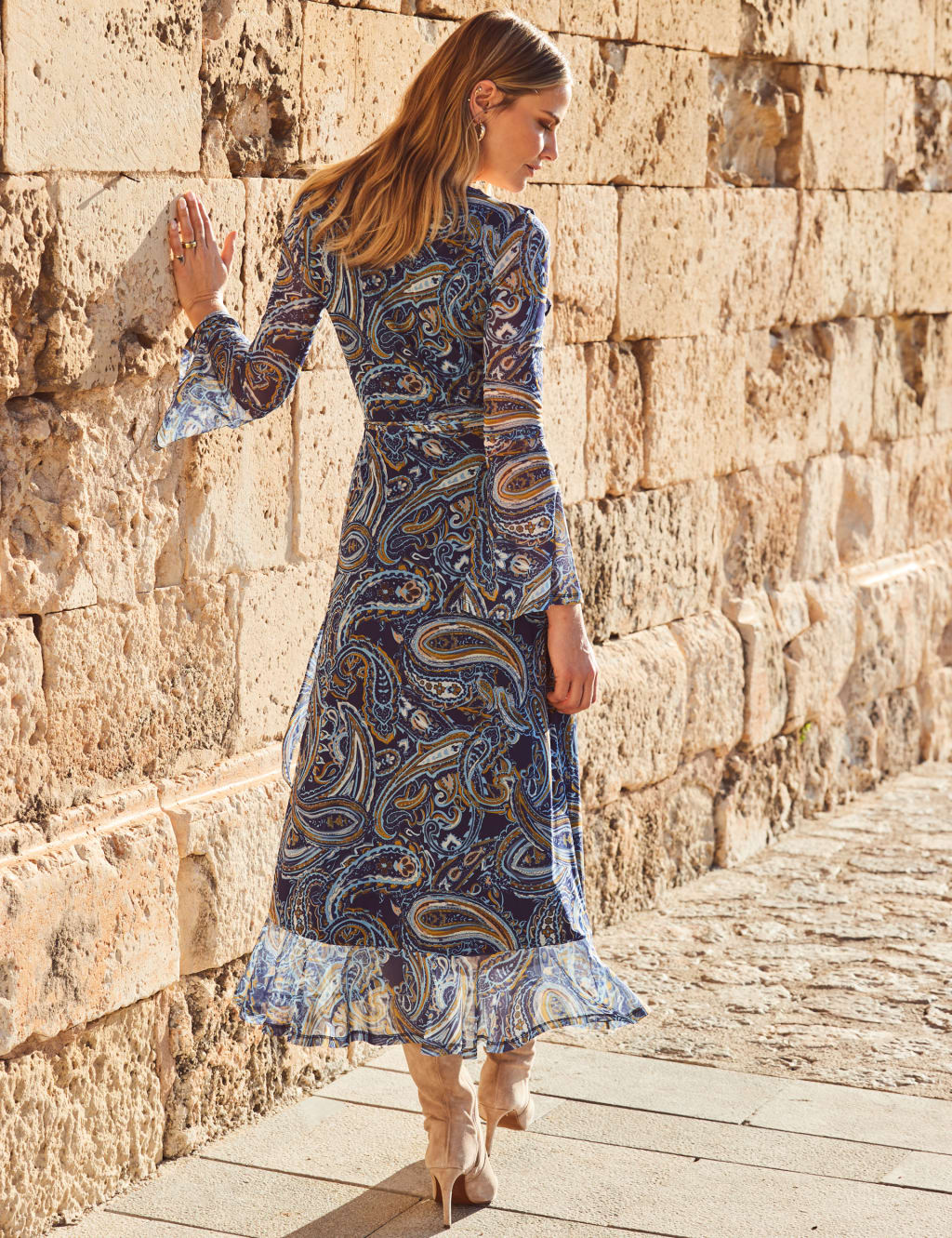 Paisley Print Mesh Wrap Front Dress 2 of 5
