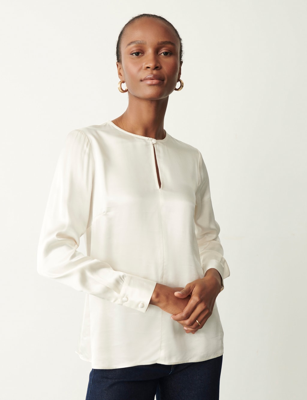 Round Neck Button Detail Blouse | Finery London | M&S