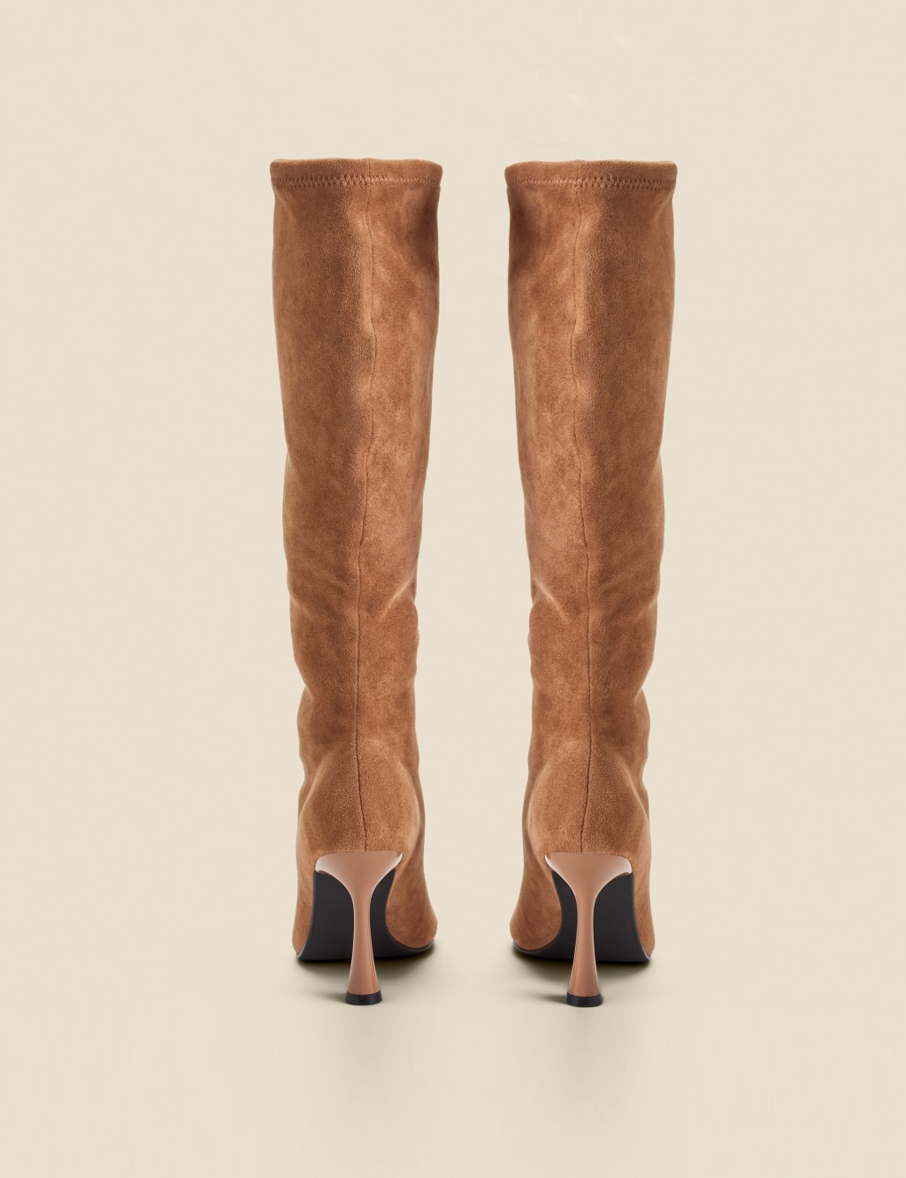 Faux Suede Knee High Flared Heel Boots 3 of 4