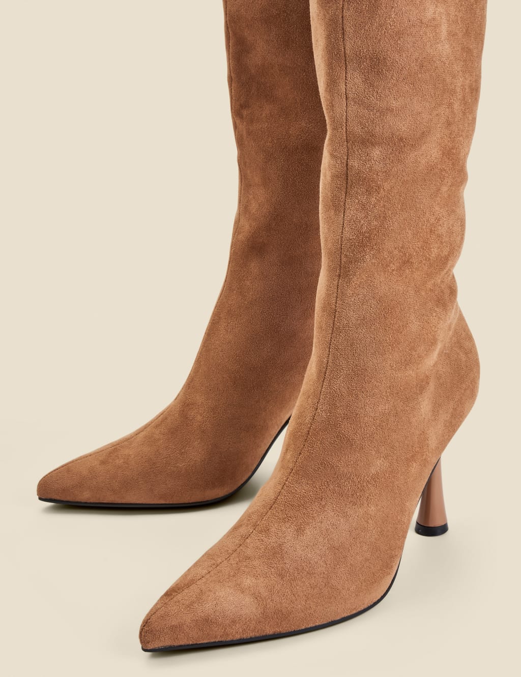 Faux Suede Knee High Flared Heel Boots SOSANDAR M S