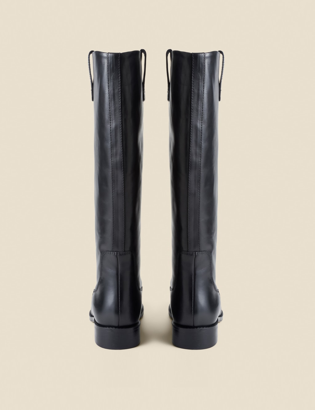 Square Toe Flat Leather Boots