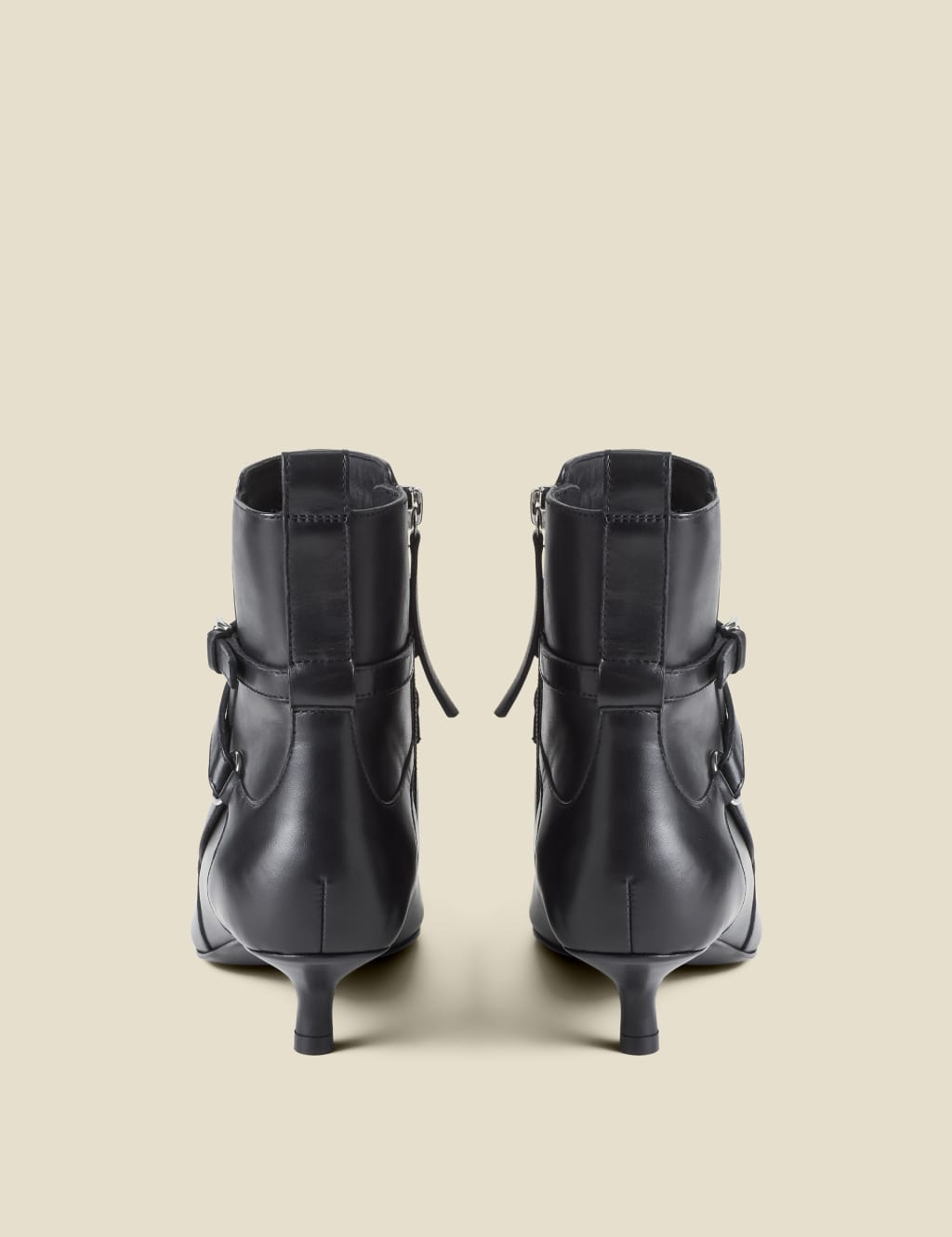 Leather Kitten Heel Ankle Boots 3 of 4