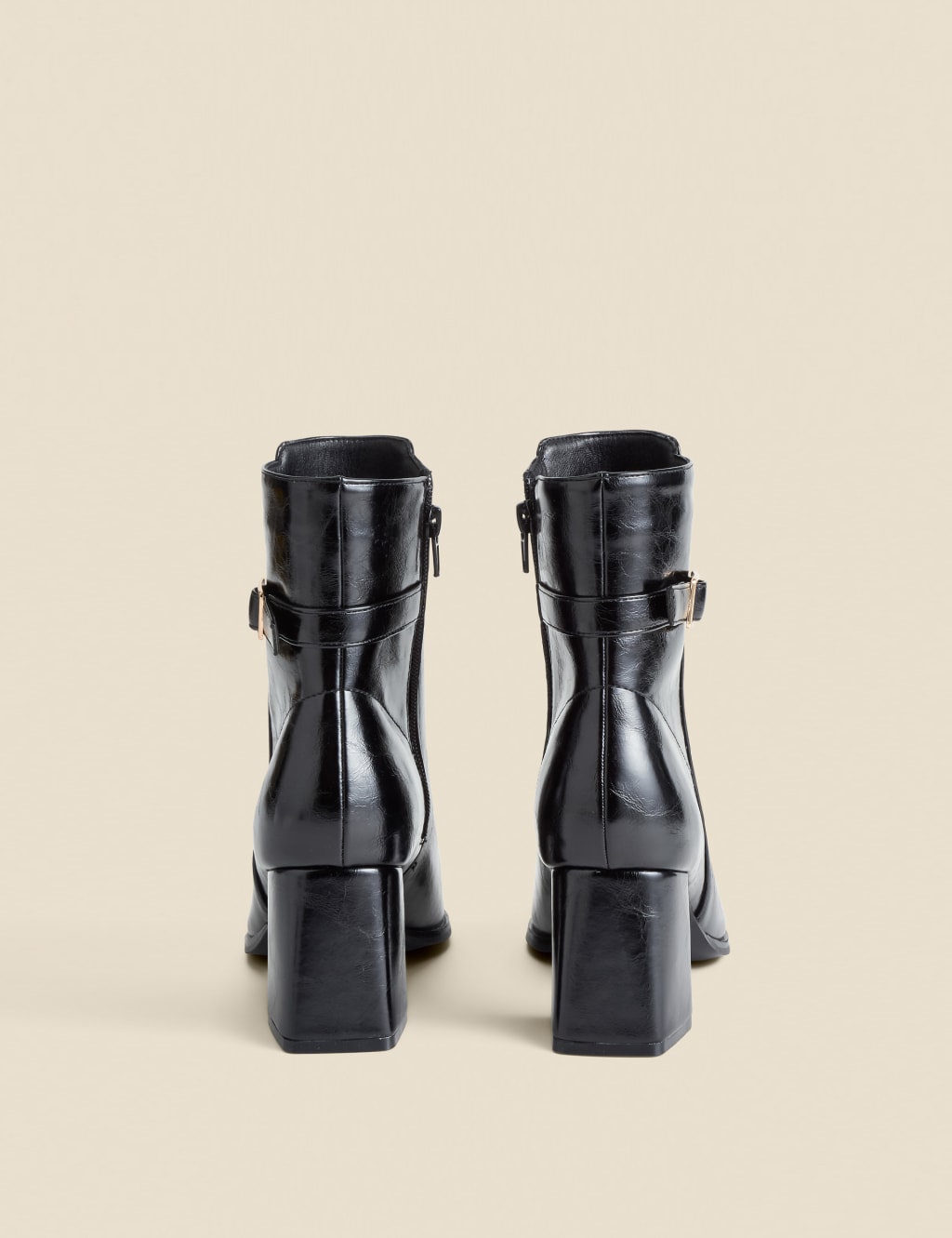 Block Heel Ankle Boots With Buckle Trim 3 of 4