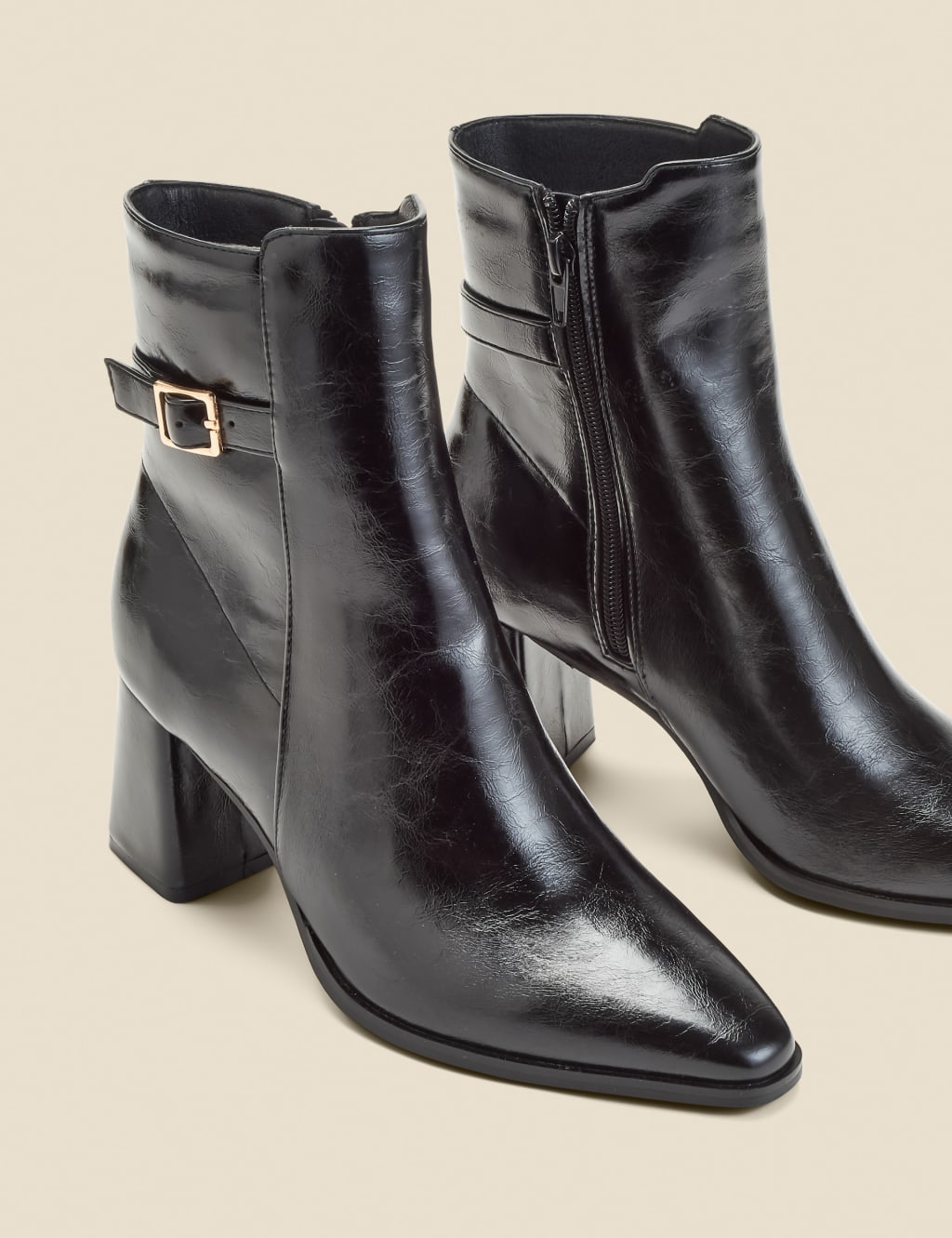 Block Heel Ankle Boots With Buckle Trim 4 of 4