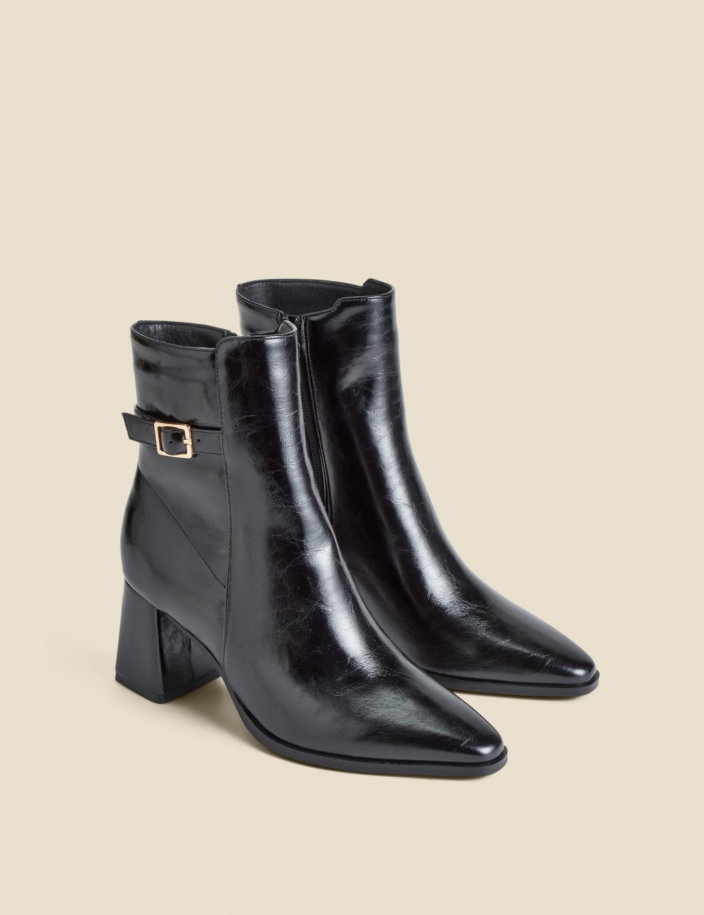 Block Heel Ankle Boots With Buckle Trim 2 of 4