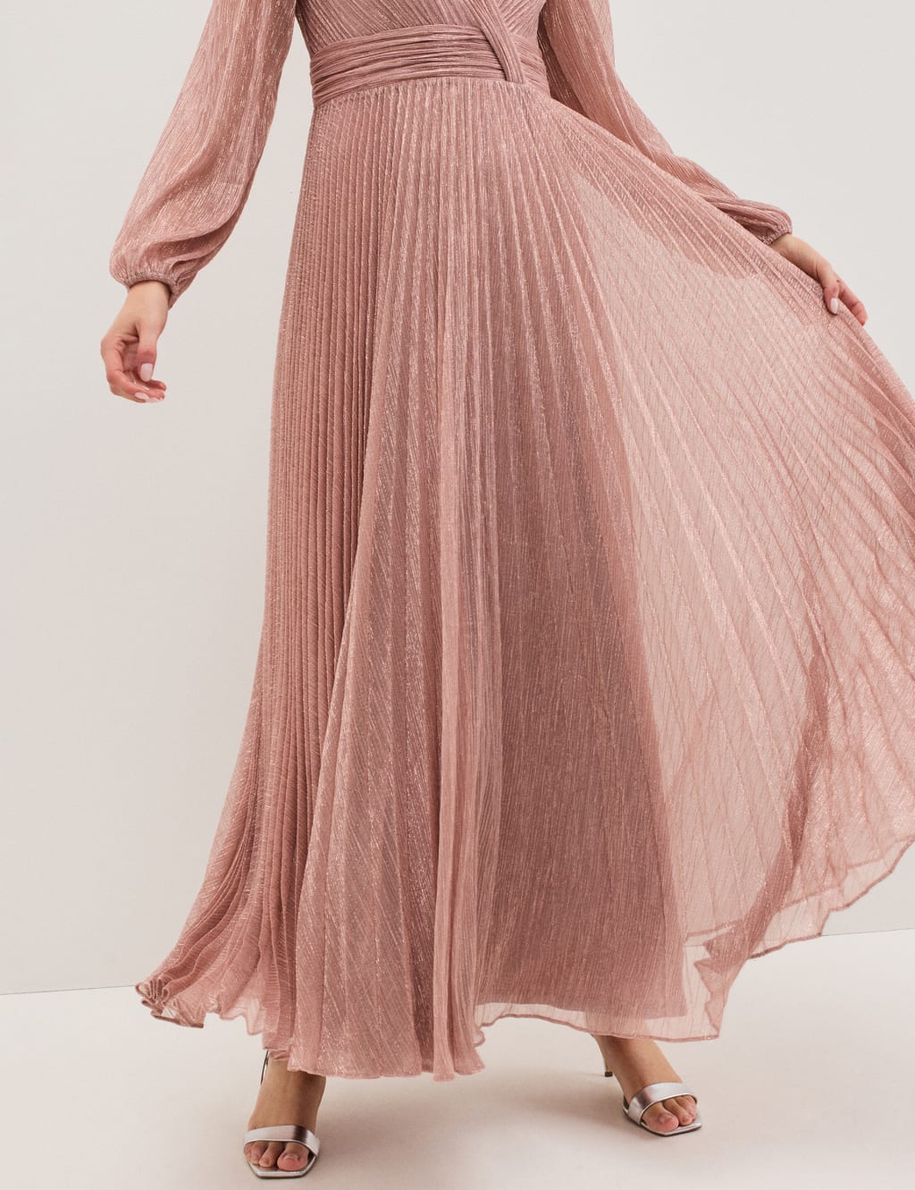 Plisse V-Neck Maxi Skater Dress 6 of 7