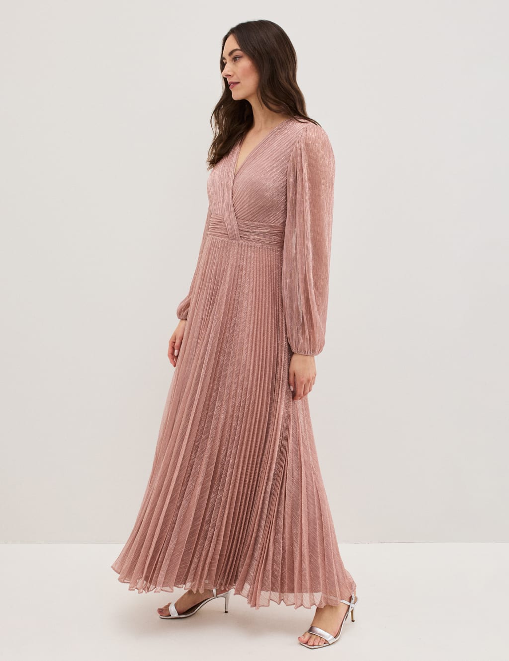 Plisse V-Neck Maxi Skater Dress 7 of 7