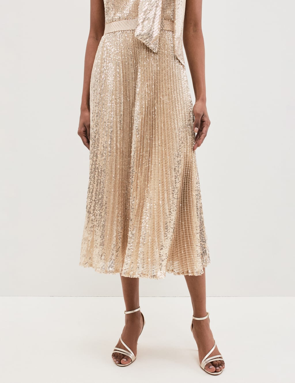 Sequin Tie Neck Midi Dress 7 of 8