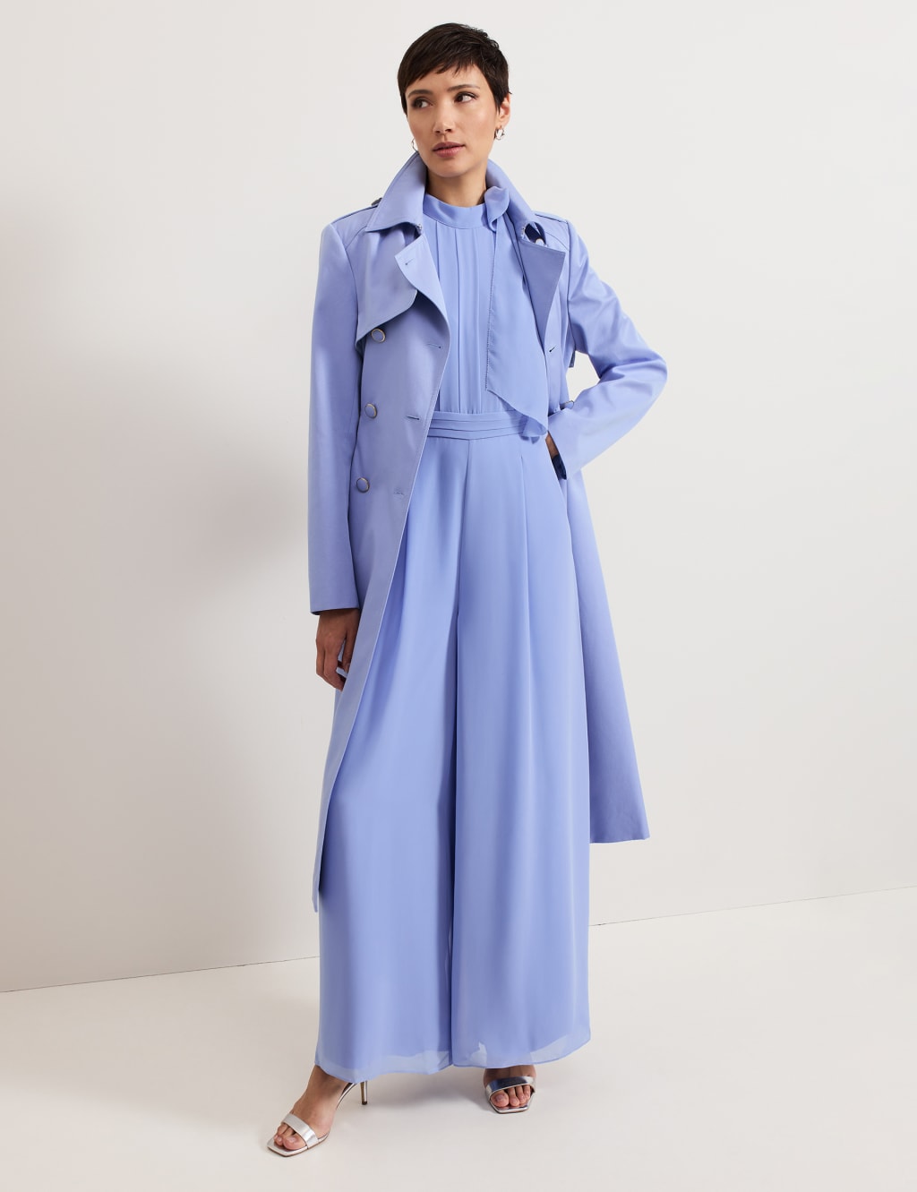 Pleated Tie Neck Sleeveless Wide Leg Jumpsuit 8 of 8