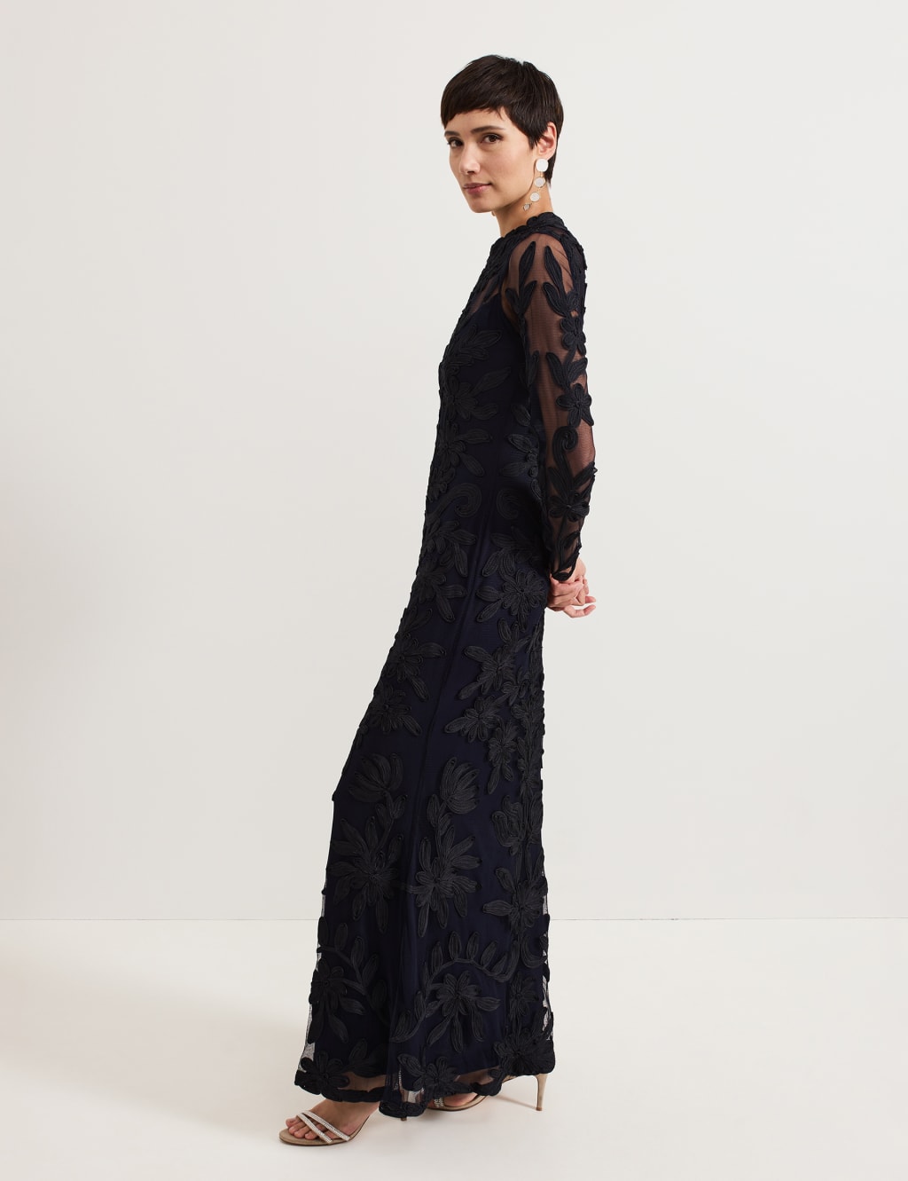 Sheer Broderie High Neck Maxi Bodycon Dress 8 of 9