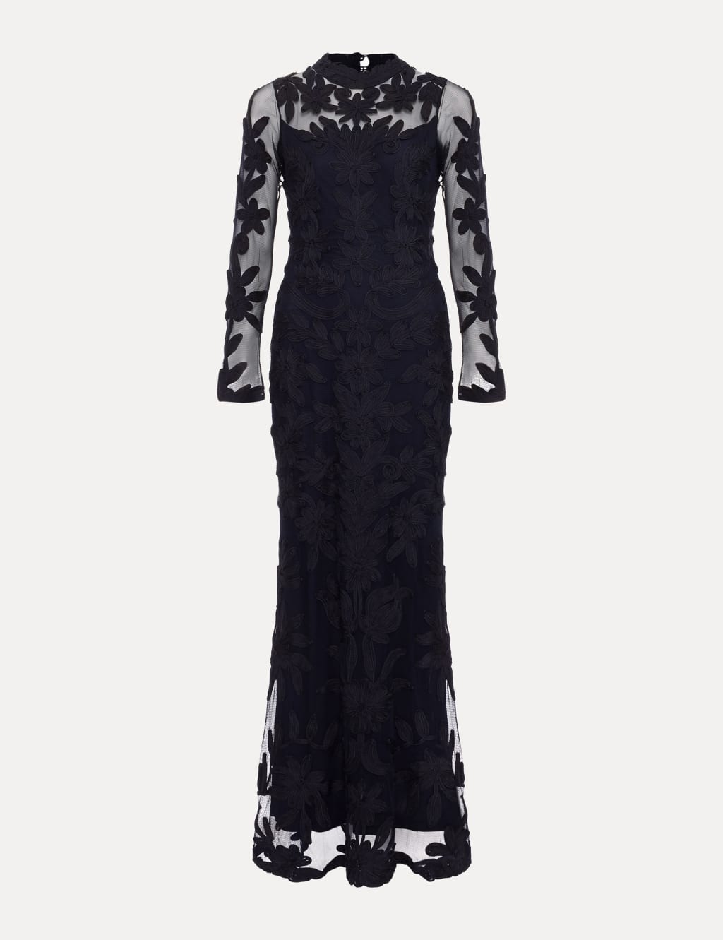 Sheer Broderie High Neck Maxi Bodycon Dress 2 of 9