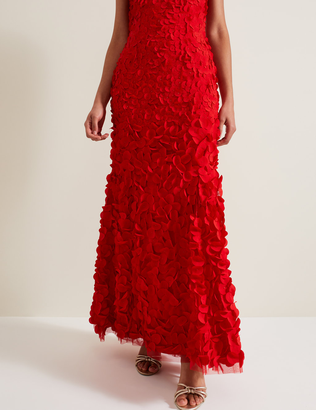Chiffon Applique Ruffle V-Neck Maxi Skater Dress 7 of 8