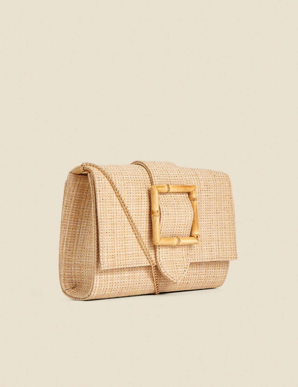 Straw Buckle Detail Chain Strap Clutch Bag 2 of 5