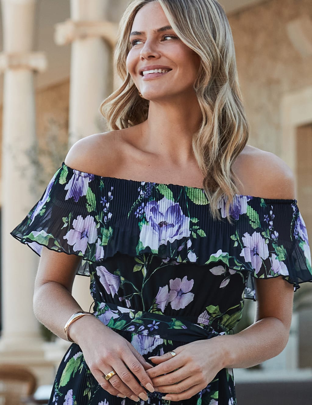 Black bardot tie front midi dress shop